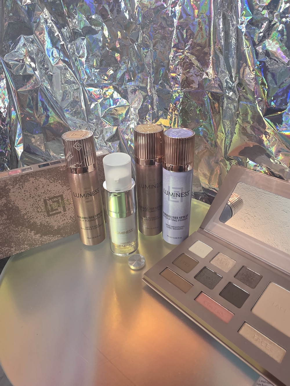 Luminess Metallic Rose Gold & Lilac Makeup Set with Eyeshadow Palette